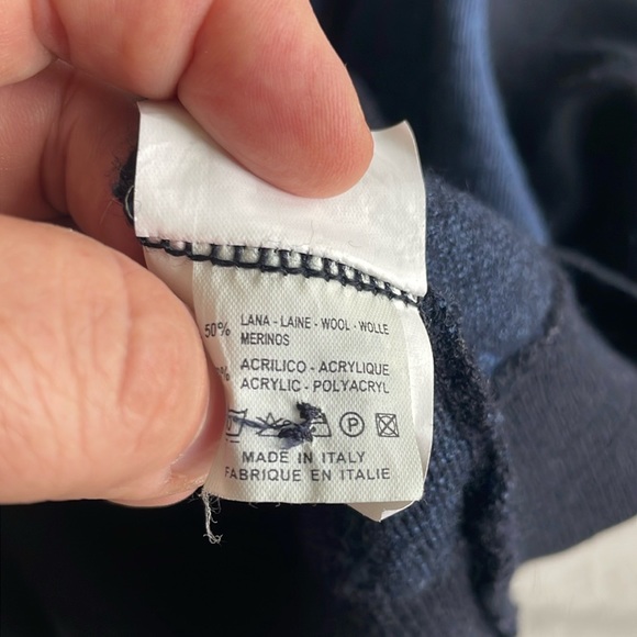 🇮🇹 Vintage John Friday Knitwear Grandpa Blue Geometric Pattern Sweater, Size M - Picture 11 of 16